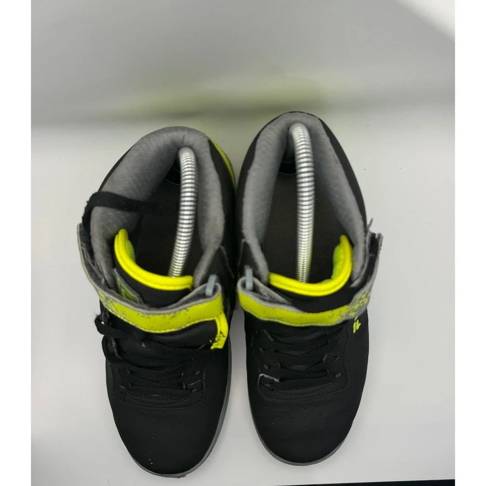 Fila Mid Top Sneaker Youth 5.5 Black Lime Green Good Paint Splatter 3FM01312-007